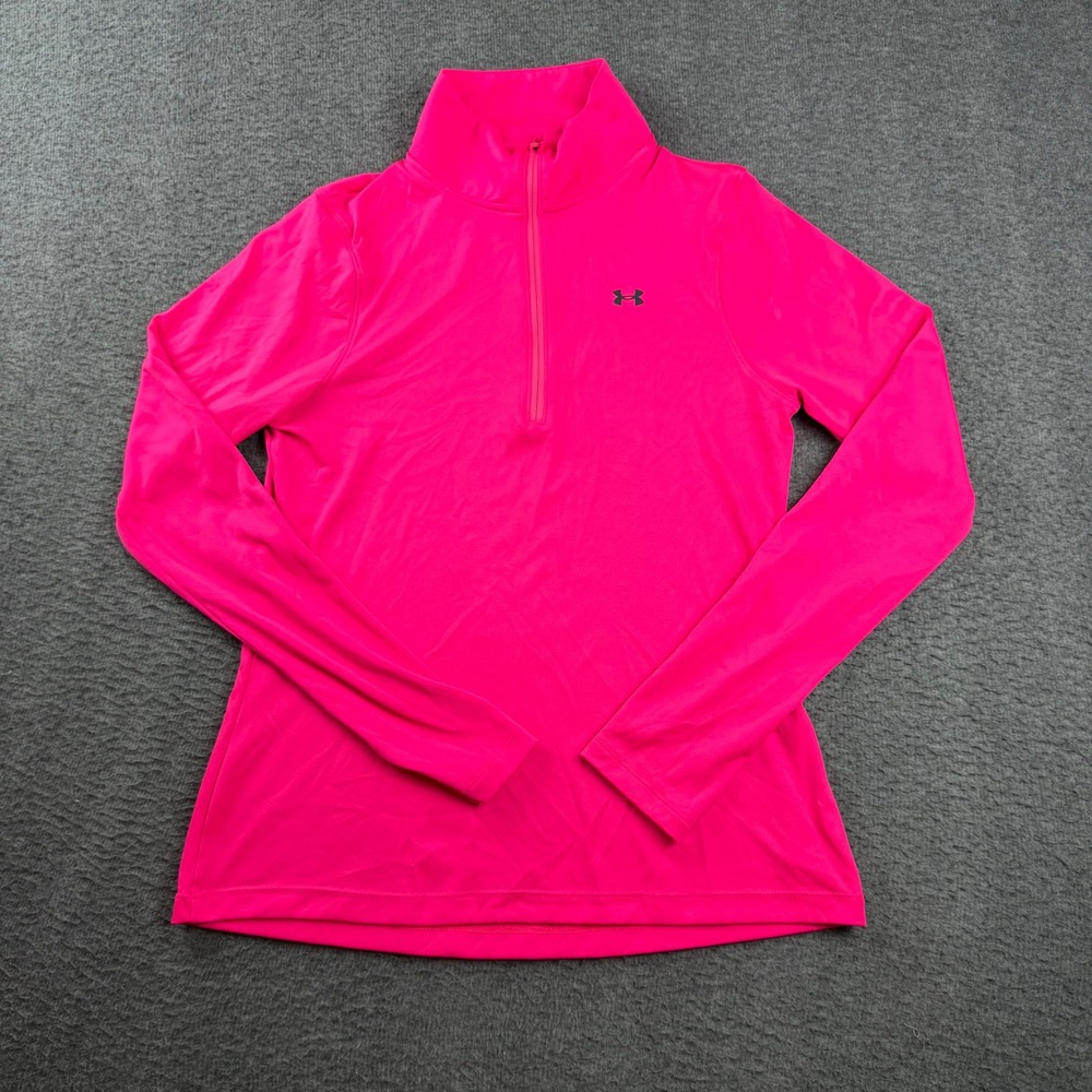 Under Armour Quarter Zip Pullover Women's Small Pink HeatGear Long Sleeve Top
